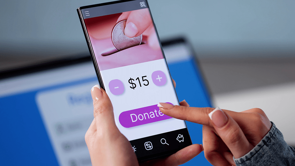 Mobile donation app interface