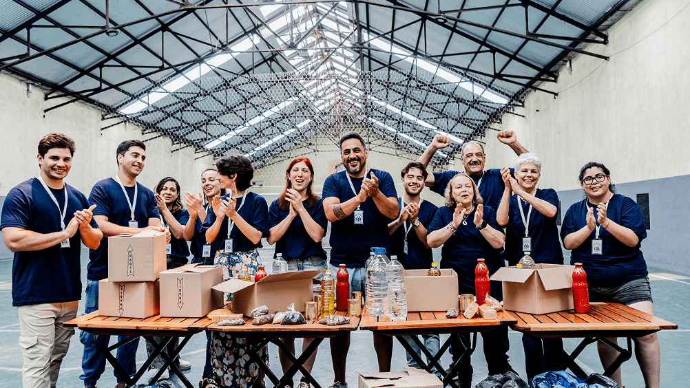 Group celebrating at a volunteer event