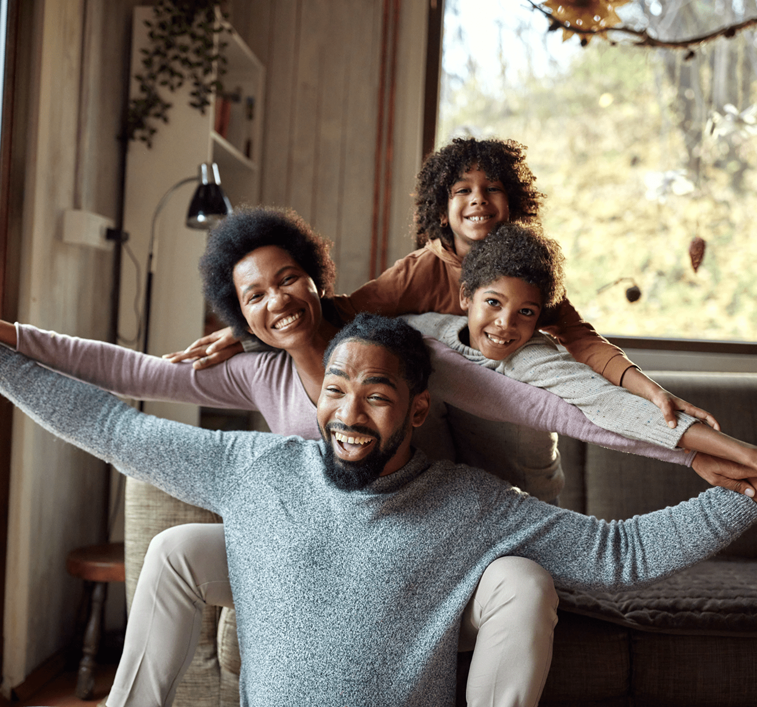 Joyful family enjoying time together indoors