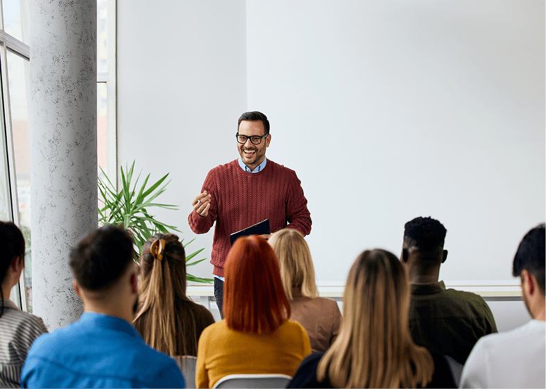 Man giving a presentation to audience